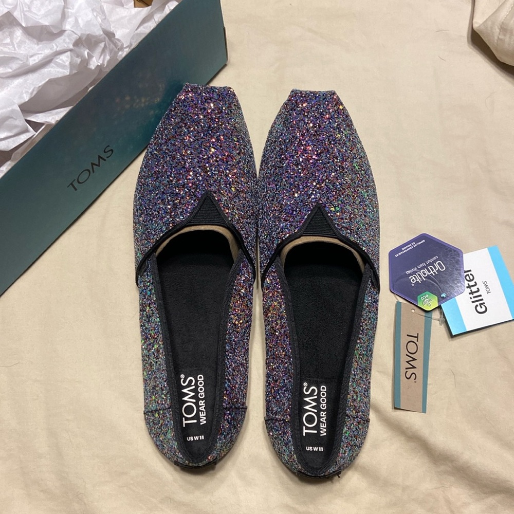 Black Chunky glitter TOMS